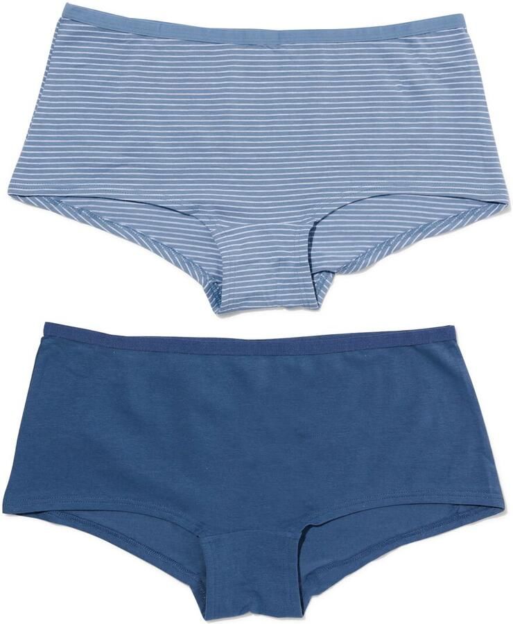 HEMA Dames Shorties Stretch Katoen 2 Stuks Blauw (blauw)