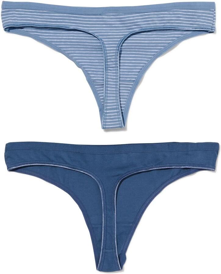 HEMA Damesstring Katoen 2 Stuks Blauw (blauw) - Foto 2