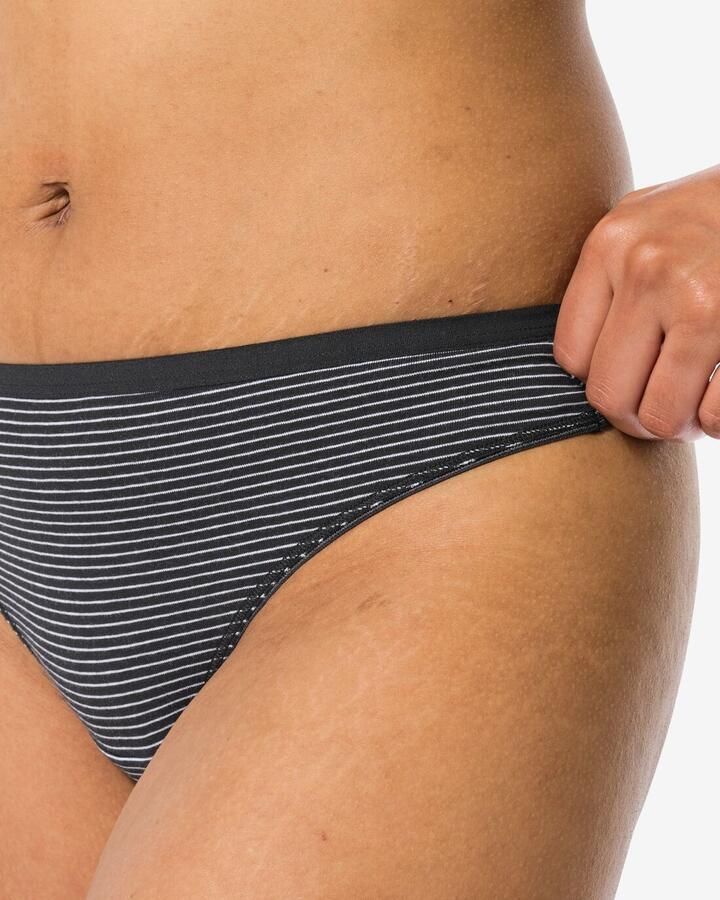 HEMA Damesstring Katoen 2 Stuks Zwart wit (zwart wit) - Foto 2