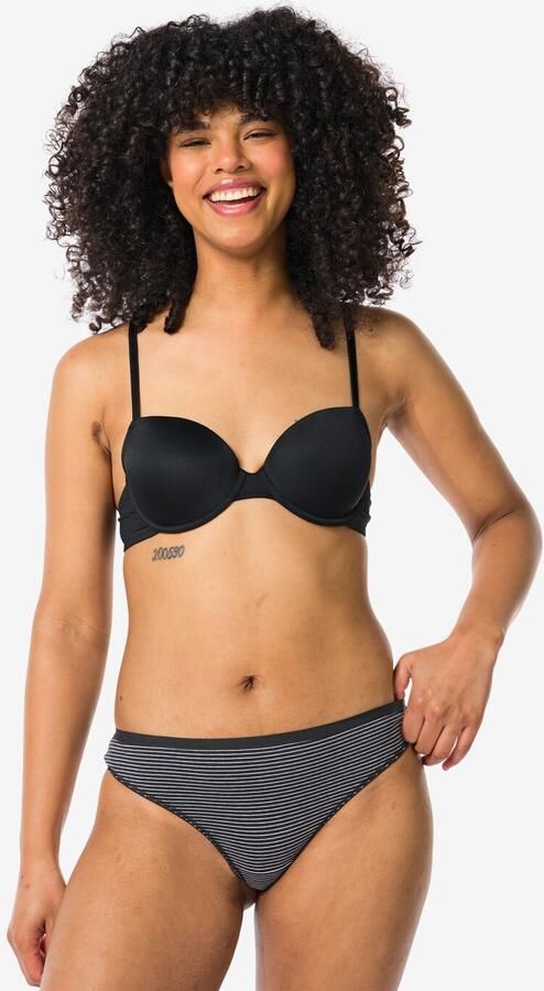 HEMA Damesstring Katoen 2 Stuks Zwart wit (zwart wit)