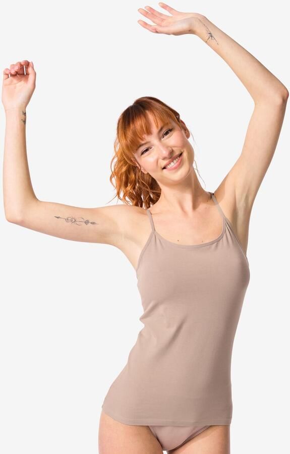 HEMA Dameshemd Katoen Spaghettibandjes Beige (beige) - Foto 2