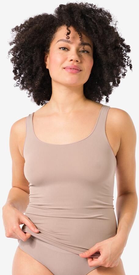 HEMA Dameshemd Naadloos Micro Beige (beige) - Foto 2