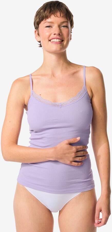 HEMA Dameshemd Spaghettibandjes Met Kant Lavendel (lavendel) - Foto 2