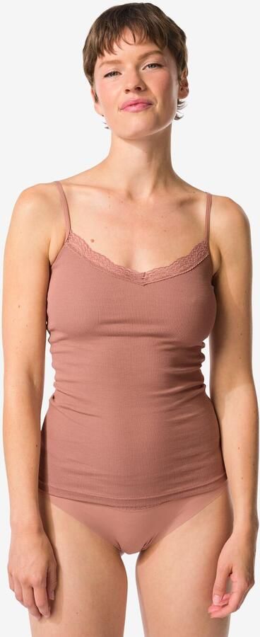 HEMA Dameshemd Spaghettibandjes Met Kant Lichtbruin (lichtbruin) - Foto 2