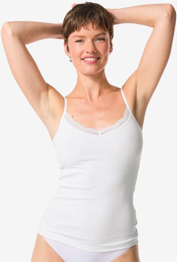 HEMA Dameshemd Spaghettibandjes Met Kant Wit (wit)