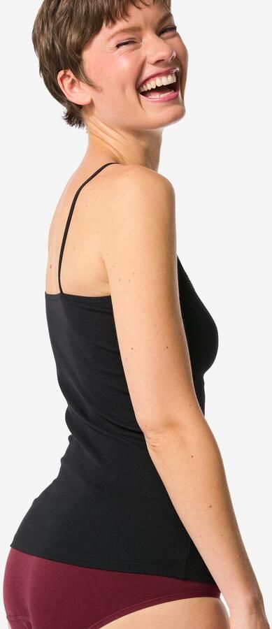 HEMA Dameshemd Spaghettibandjes Met Kant Zwart (zwart)