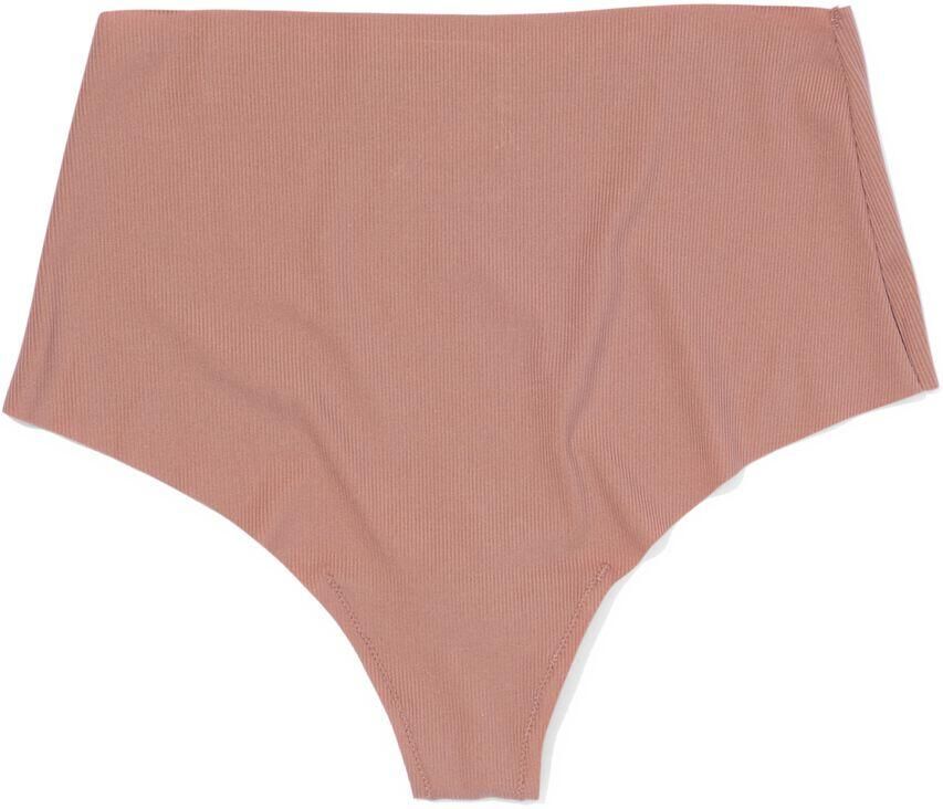 HEMA Damesstring Hoge Taille Micro Rib Ultimate Comfort Lichtbruin (lichtbruin)