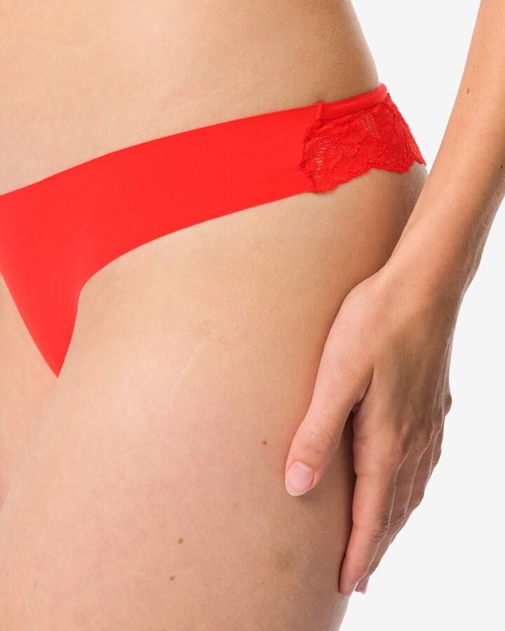 HEMA Damesstring Micro Met Kant Rood (rood) - Foto 2