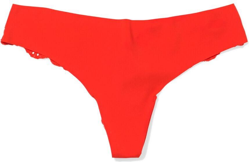 HEMA Damesstring Micro Met Kant Rood (rood)