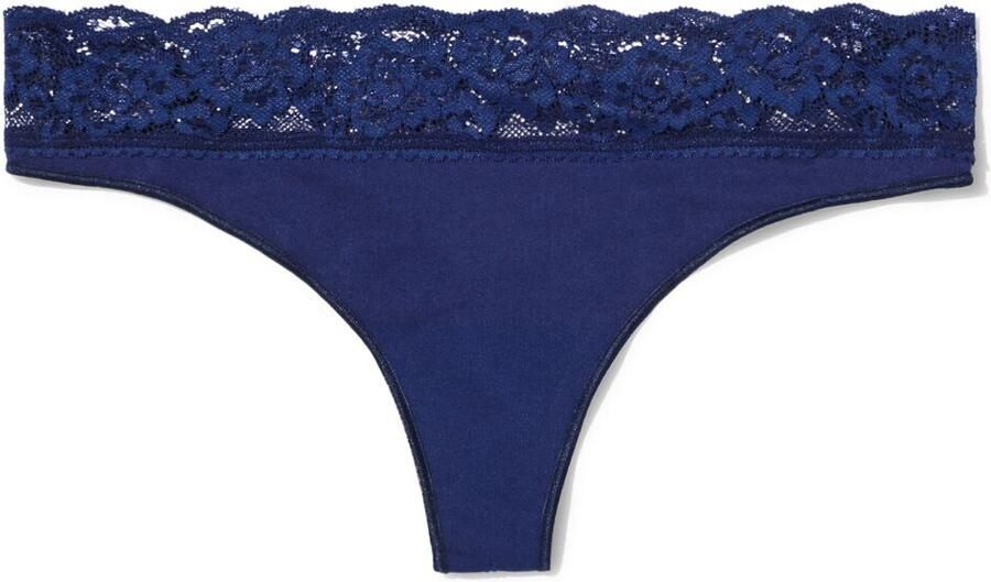 HEMA Damesstring Naadloos Micro Met Kant Donkerblauw (donkerblauw) - Foto 2