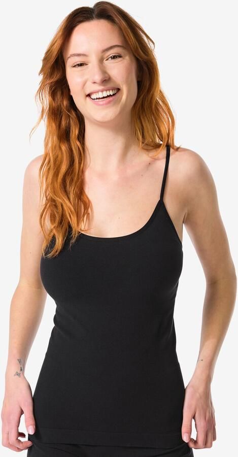 HEMA Licht Corrigerend Hemd Spaghettibandjes Naadloos Katoen Zwart (zwart) - Foto 2