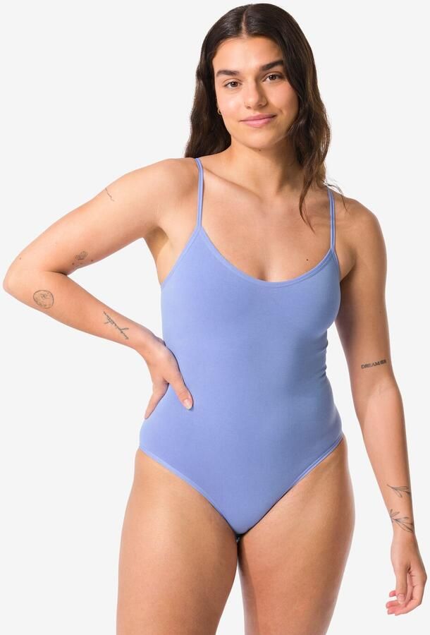 HEMA Licht Corrigerende Damesbody Naadloos Katoen Blauw (blauw) - Foto 2