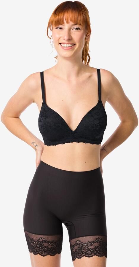 HEMA Medium Corrigerende Biker Hoge Taille Met Kant Zwart (zwart) - Foto 4