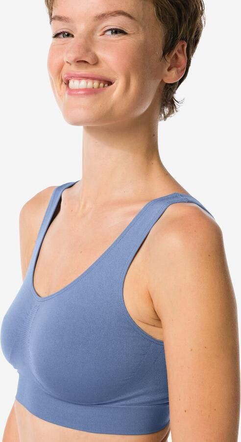 HEMA Naadloze Top Zonder Beugel Middenblauw (middenblauw) - Foto 2