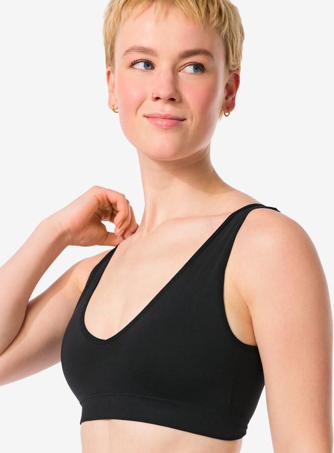 HEMA Naadloze Top Zonder Beugel Zwart (zwart)