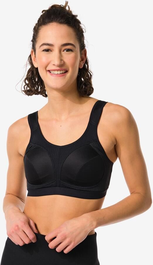 HEMA Niet Voorgevormde Sportbh High Support Zonder Beugel Zwart (zwart)