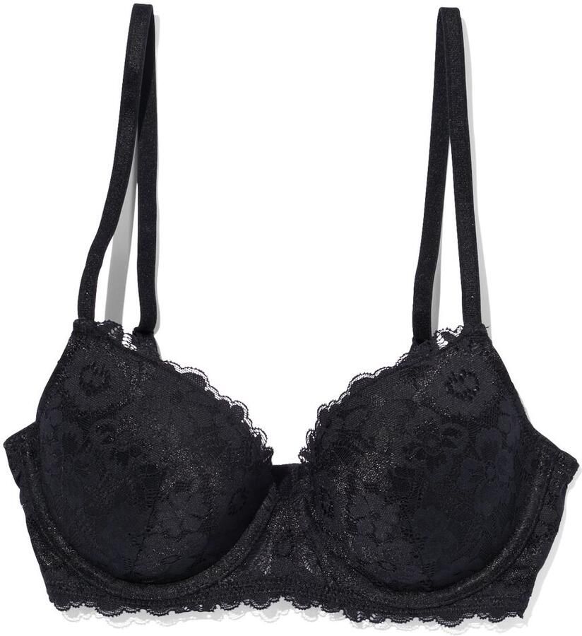 HEMA Voorgevormde Bh Met Kant Met Beugel Zwart (zwart)