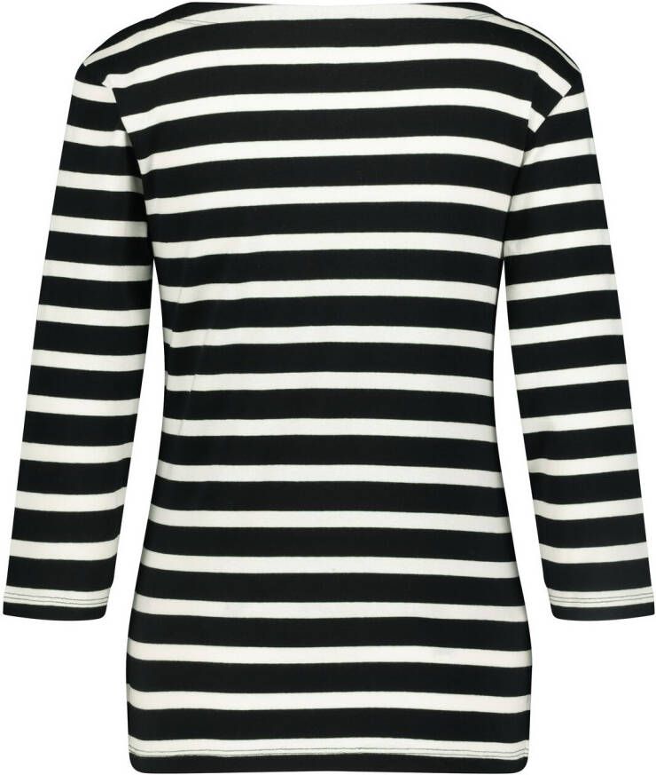 HEMA Dames T-shirt Streep Boothals Zwart wit (zwart wit)