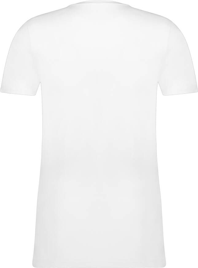 HEMA Heren T-shirt Slim Fit V-hals Extra Lang Bamboe Wit (wit)