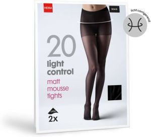 HEMA 2-pak Panty Light Control Matt-mousse 20 Denier Zwart (zwart)