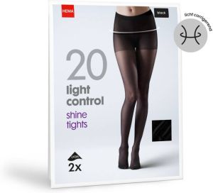 HEMA 2-pak Panty Light Control Shine 20 Denier Zwart (zwart)