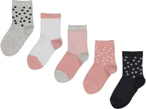 HEMA sokken set van 5 roze wit zwart