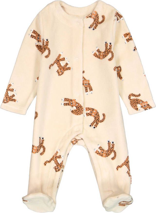 HEMA Baby Jumpsuit Velours Cheeta Ecru (ecru)