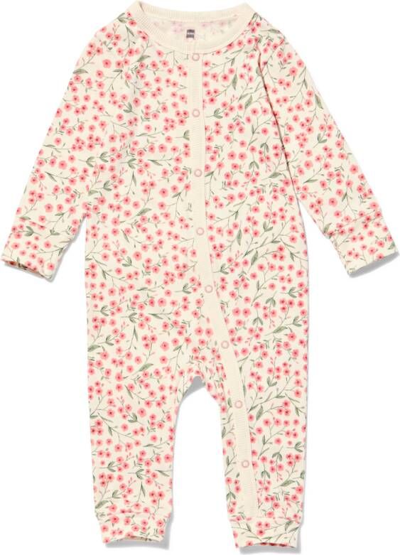HEMA Baby Pyjama Katoen Bloemen Gebroken Wit (gebroken wit)