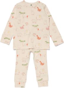 HEMA Baby Pyjama Katoen Dieren Gebroken Wit (gebroken wit)