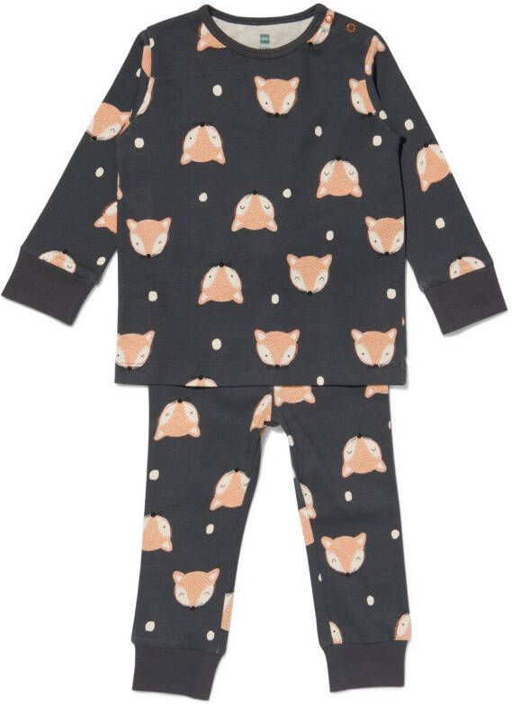 HEMA Baby Pyjama Katoen Vos Donkergrijs (donkergrijs)