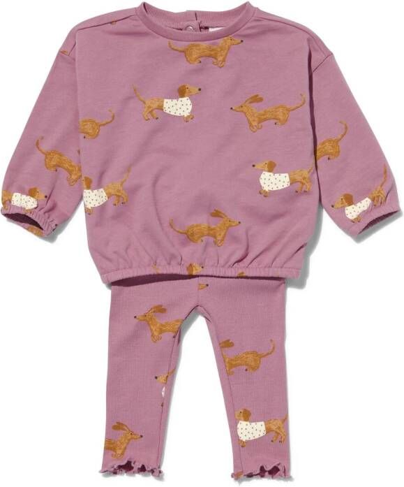 HEMA Baby Set Trui En Legging Honden Roze (roze)