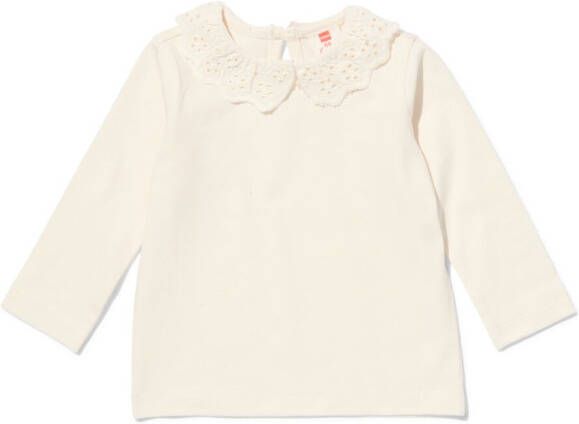 HEMA Baby Shirt Broderie Kraag Gebroken Wit (gebroken wit)