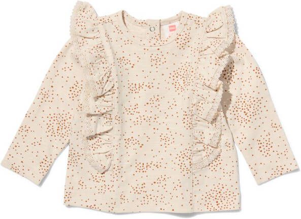 HEMA Baby Shirt Met Ruffles Stippen Ecru (ecru)