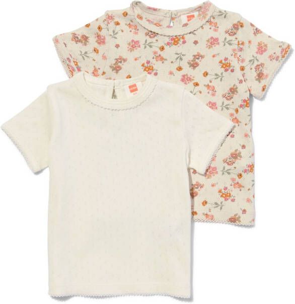 HEMA Baby T-shirts Ajour 2 Stuks Ecru (ecru)