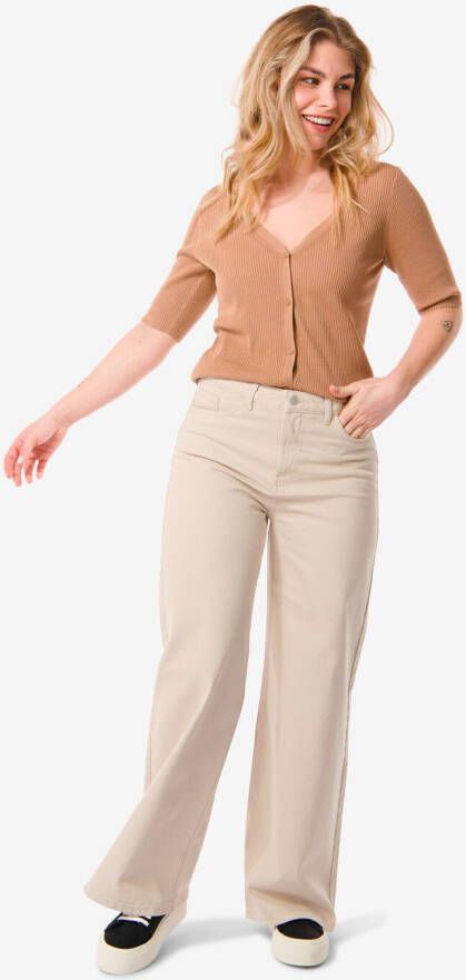 HEMA Dames Jeans Wide Leg (beige)