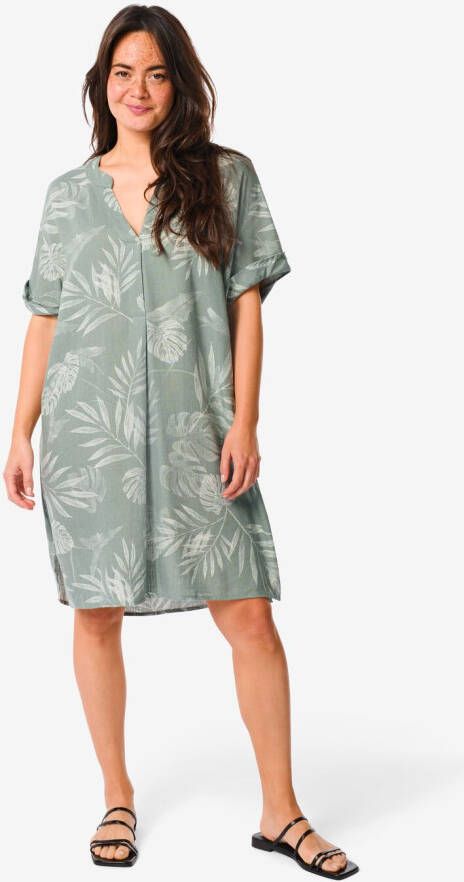 HEMA Dames Jurk Sola Met Linnen Groen (groen)