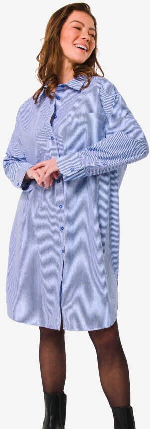 HEMA Dames Overhemdjurk Poplin India Blauw (blauw)