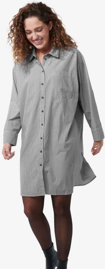 HEMA Dames Overhemdjurk Poplin India Zwart wit (zwart wit)