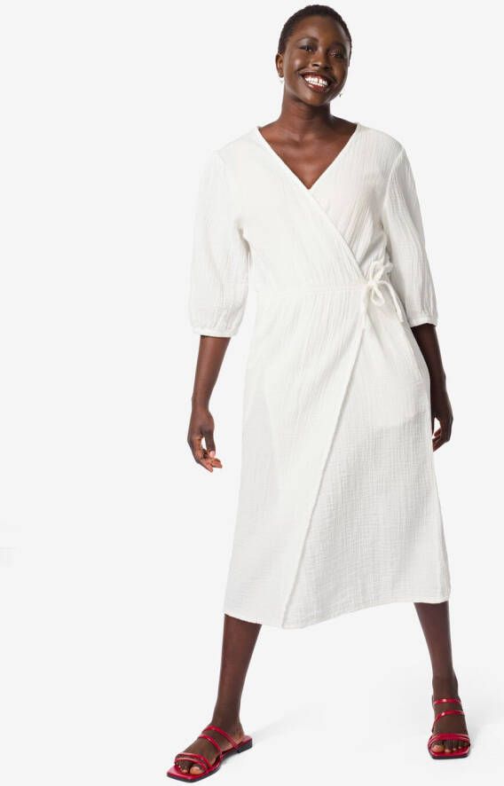 HEMA Dames Overslagjurk Ruby Wit (wit)