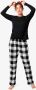 HEMA Dames Pyjama Jersey flanel Zwart (zwart) - Thumbnail 1