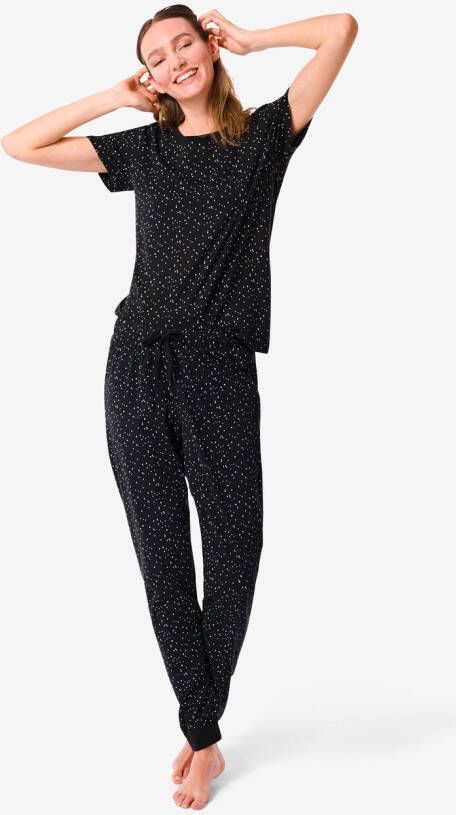 HEMA Dames Pyjama Katoen Zwart (zwart)