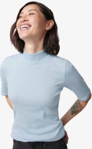 HEMA Dames T-shirt Clara Rib Lichtblauw (lichtblauw)