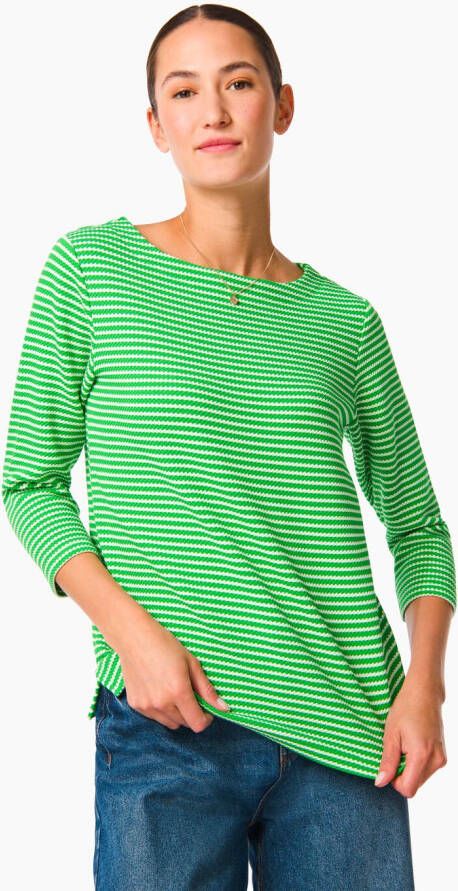 HEMA Dames T-shirt Kacey Met Structuur Groen (groen)
