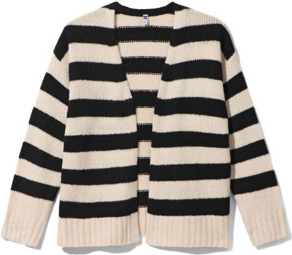 HEMA Dames Vest Gebreid Gabby Wit zwart (wit zwart)