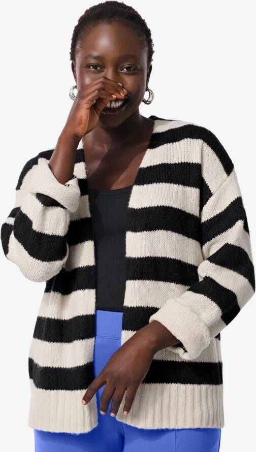 HEMA Dames Vest Gebreid Gabby Wit zwart (wit zwart)