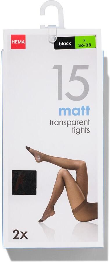 HEMA Pantys Mat 15 Denier 2 Stuks Zwart (zwart)