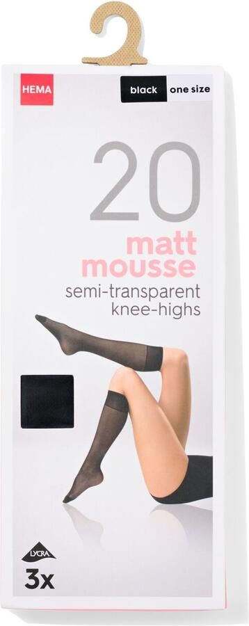 HEMA 3-pak Kniekousen Mat 20 Denier Zwart (zwart)
