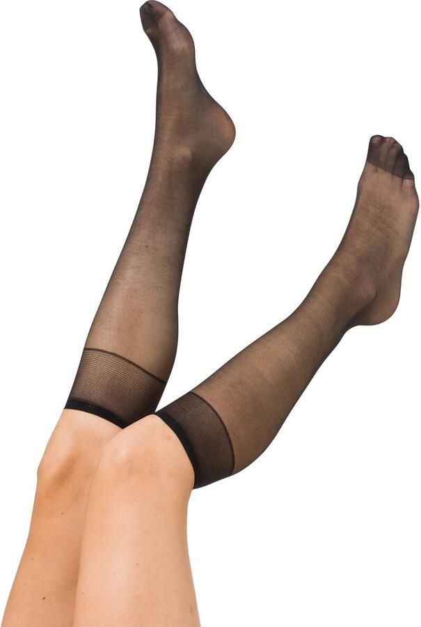 HEMA 3-pak Licht Glanzende Kniekousen 20 Denier Zwart (zwart) - Foto 2