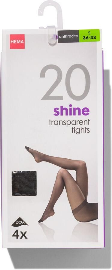 HEMA Panty's Glans Transparant 20 Denier 4 Stuks Antraciet (antraciet) - Foto 3