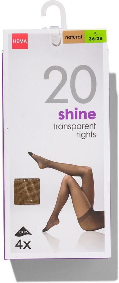 HEMA Panty's Glans Transparant 20 Denier 4 Stuks Beige (beige) - Foto 3